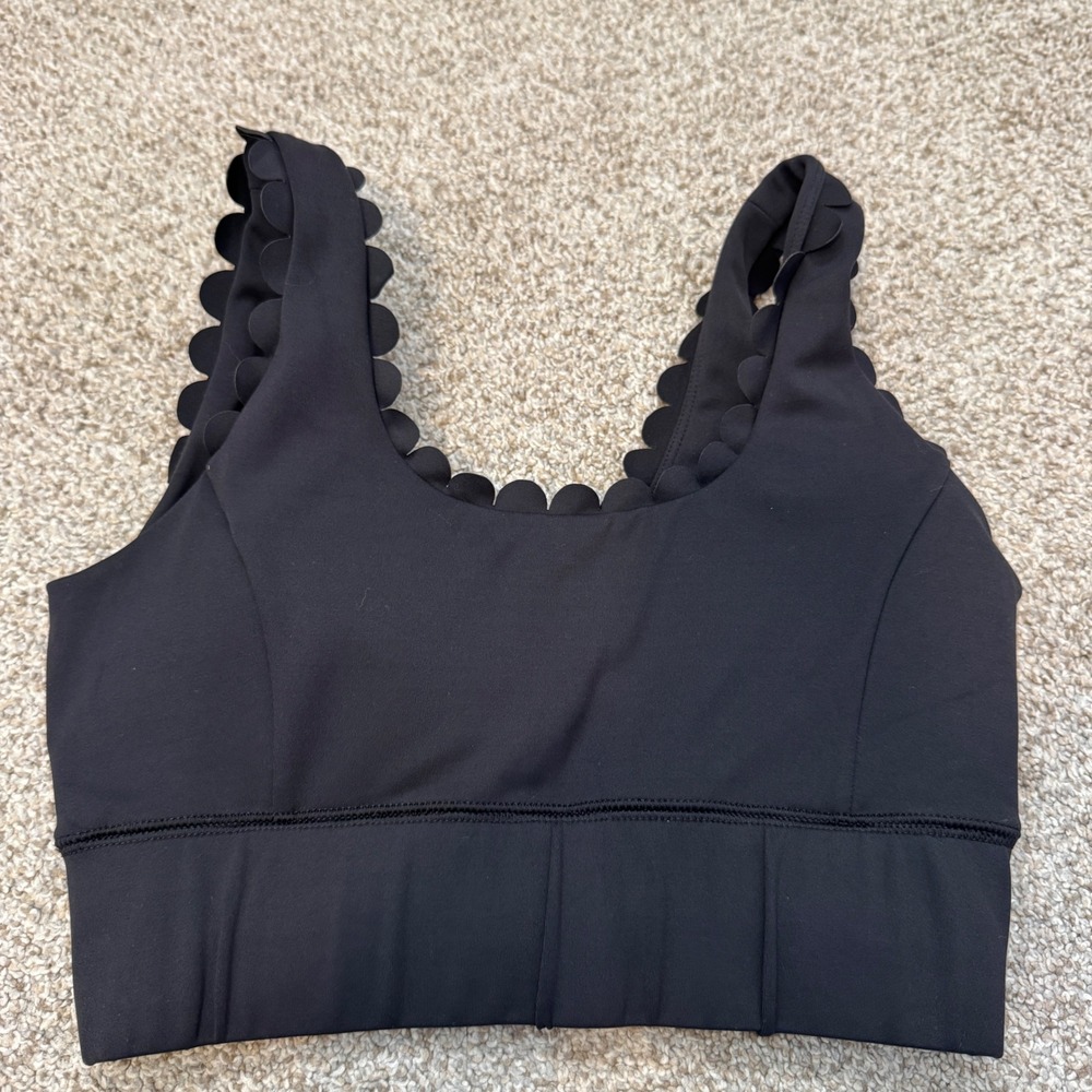IVL Collective Black Scalloped Sports Bra Womens Size 4 Activewear Yoga‎ Top